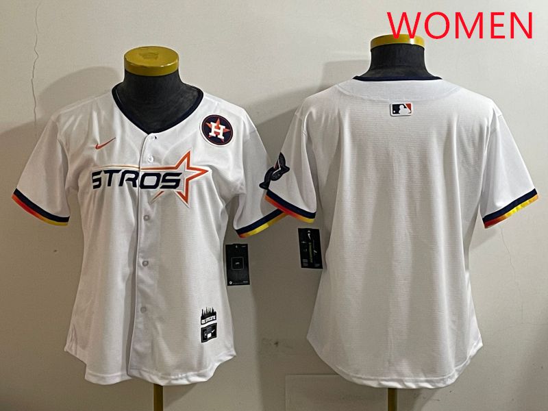 Women Houston Astros Blank White three generations Joint Name Nike 2025 MLB Jersey style 4